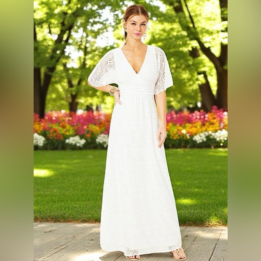 Lilly Pulitzer Parigi Maxi Dress in Resort White Shell Lace